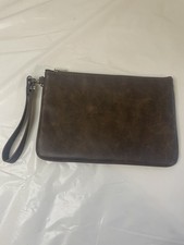 Thirty-One Jewell Rubie Brown Pebbled Wristlet Clutch Pouch