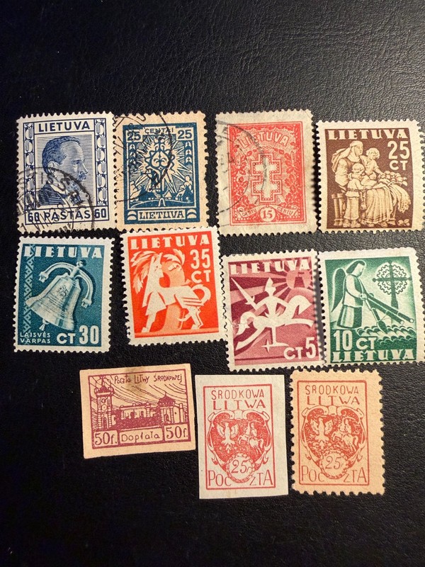 Lithuania & Central Srodkowa Litwa 1920s Stamp Lot 11 Basanavicius Vytis MH MLH