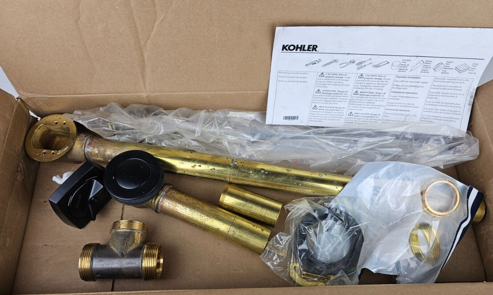 Kohler K-7166-AF-BL Clearflo 1-1/2 inch Adjustable Pop-up Bath Drain Black