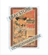 1951 HOPALONG CASSIDY WILD WEST cereal metal tin sign cafe metal decor