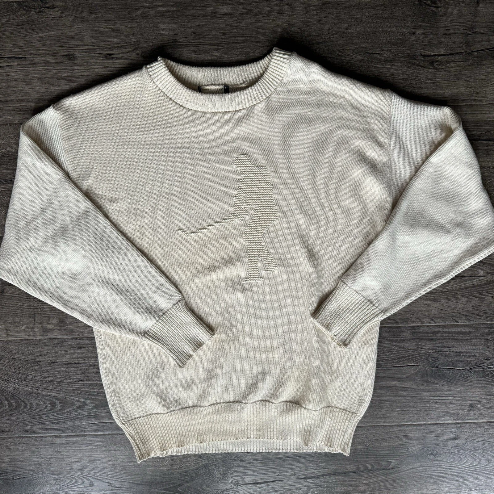 Vintage 90s Golf Sweater Medium Vantage Sweatshirt Polo Knit Wool White Textured