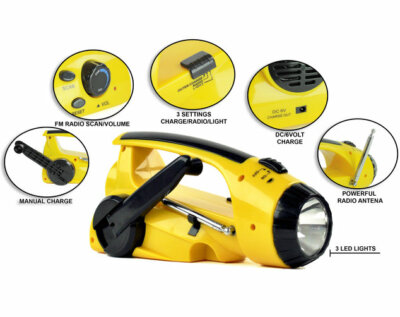 Hercules Dynamo FM/AM Crank Powered Radio with LED Flashlight 