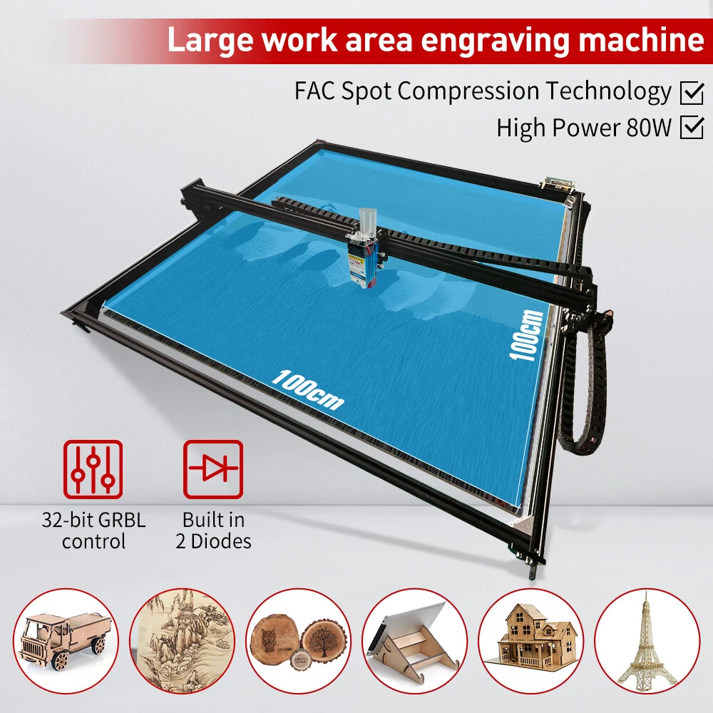 Large Frame CNC Laser Engraver Wood Cutting Marking Machine 100 100cm DIY Kit