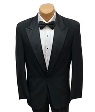 Boys Size 6 Lord West Black Tuxedo Jacket Satin Peak Lapels Wedding Ring Bearer