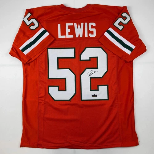 Facsimile Autographed Ray Lewis Miami Orange Reprint Jersey Size Men's XL