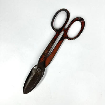 Vintage Snips Scissors Drop Forged Solid Steel Eclipse Red