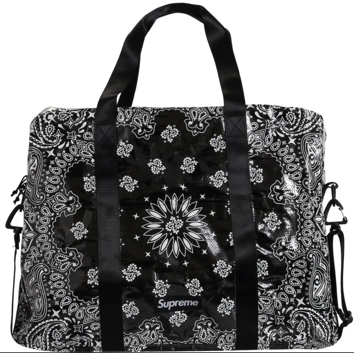 Supreme Black Box Logo Duffle Bag Large Bandana Tarp Nylon 2021 Rare Brand New