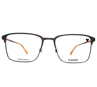 Flexon Eyeglasses Frames E1131 072 Orange Gray Square Full Rim 57-19-145