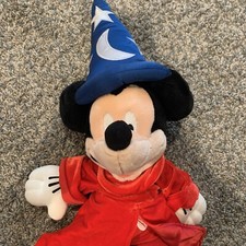 Disney Store Mickey Mouse Plush 24 in Fantasia Sorcerer Wizard Hat Stuffed Toy