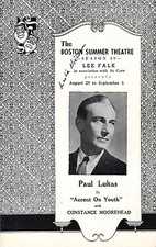 Paul Lukas "ACCENT ON YOUTH" Leslie Nielsen (Signed) 1949 Boston Summer Playbill