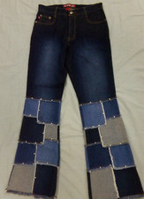 Vintage Zana Di Patchwork Jeans Denim Flare Hippie Boho Fringe Size 7 ~ ZanaDi