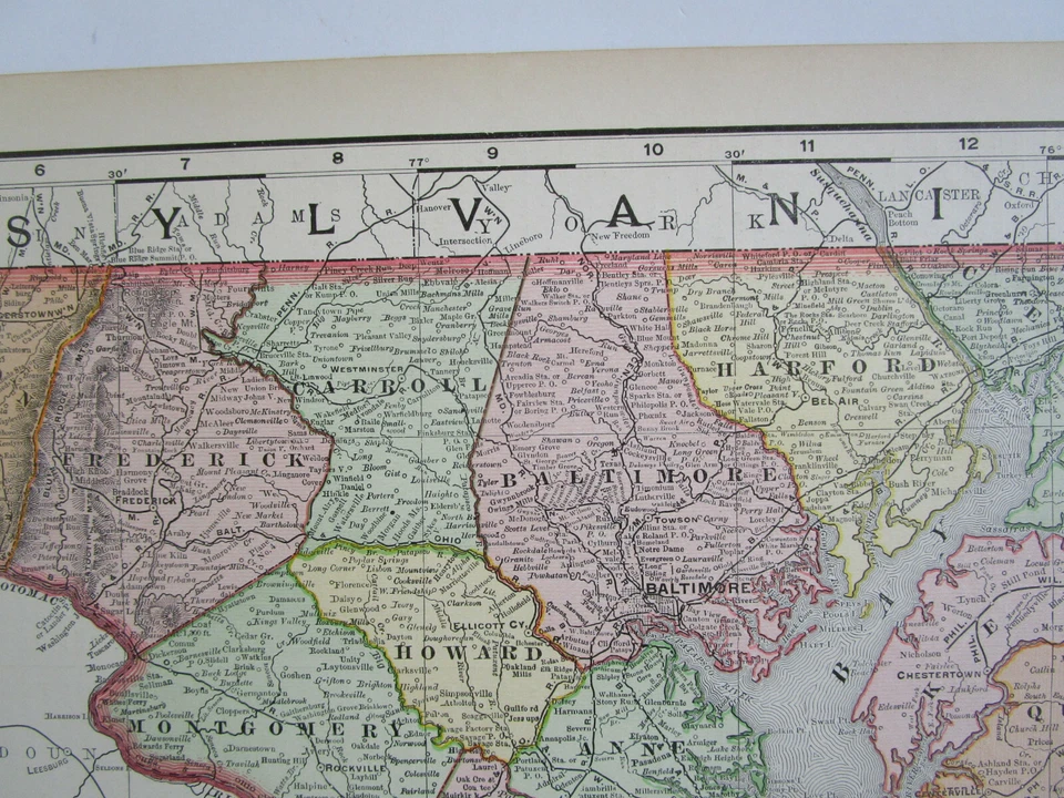 MD DE ANTIQUE 1902 DATED MARYLAND DELAWARE Map. RAILROADs. Business Atlas Map. - Image 4 of 4