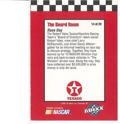 DAVEY ALLISON MAXX COLLECTOR SERIES THE BOARD ROOM Race Day 1993 Robert Yates nm - Image 2 of 2