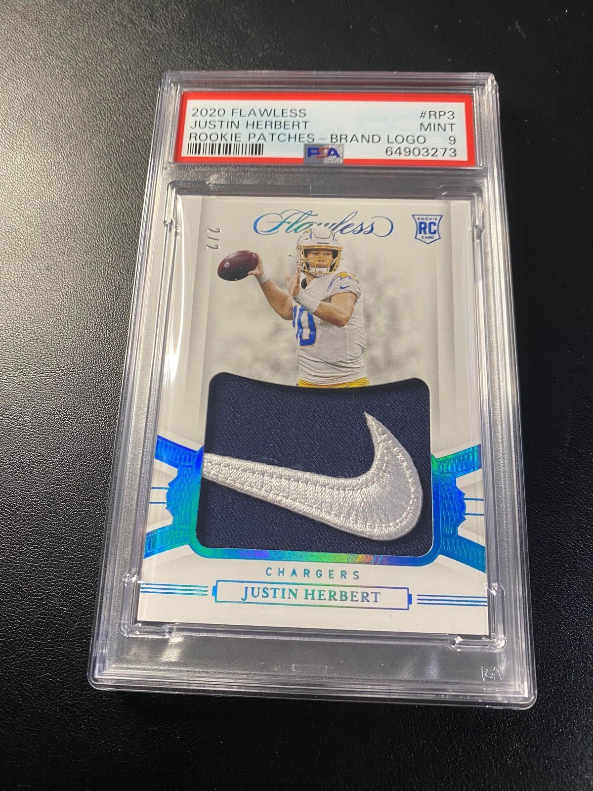 Justin Herbert Panini Flawless Rookie Patches #RP3 Brand Logo