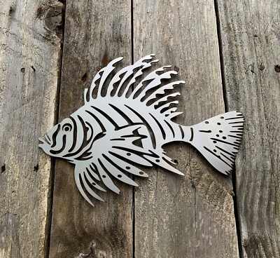 LÖWE FISCH STAHL WANDKUNST AQUARIUM TROPISCHES MEER ANGELN ZUHAUSE DEKORATION GESCHENK