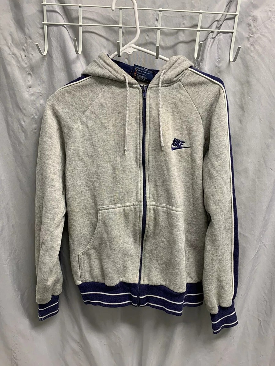 Vintage Nike Sweater Adult Medium Grey Long Sleeve 80s Blue Tag