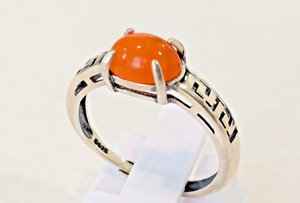 Beautiful 8x6 mm Ethiopia Natural Oval Orange Fire Opal Antique Silver Ring,New