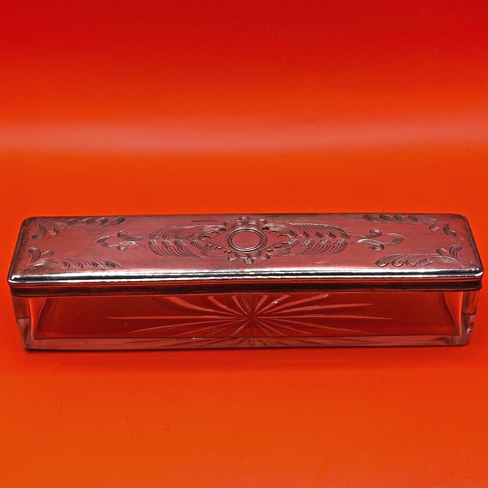 Antique Victorian Silver Plated & Cut Glass Vanity Box eBay