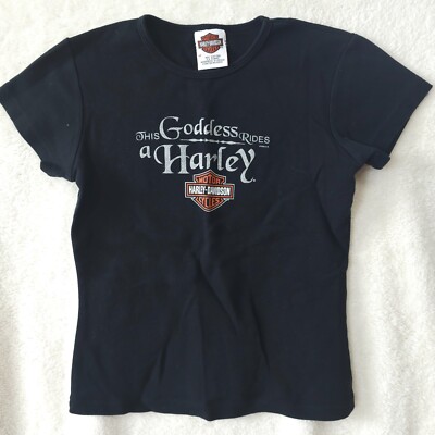 Vintage Harley Davidson T-Shirt ''This Goddess Rides a Harley'' Y2k Tee Size M