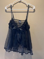 Fredericks Of Hollywood Black Mesh Babydoll Nightie Size Large