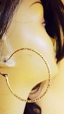 TEXTURED HOOP EARRINGS GOLD OR SILVER TONE 2 INCH HOOP EARRINGS THIN HOOPS