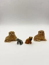 Lot Vtg 80's Mini SharPei Dog Figurines, Stone Critters, Bug House and Rawcliffe