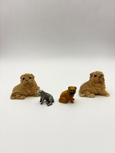Lot Vtg 80's Mini SharPei Dog Figurines, Stone Critters, Bug House and Rawcliffe