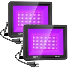 2 Pack 100W LED Black Light, Blacklight Flood Light with Plug, IP66 Waterproo...
