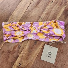 NEW STONE FOX SWIM Lele Bikini Bandeau Top in Retro Bloom size Medium