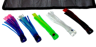 5 Pack Offshore Fishing Trolling Lures Chugger Concave Head Marlin Mahi Tuna ONO