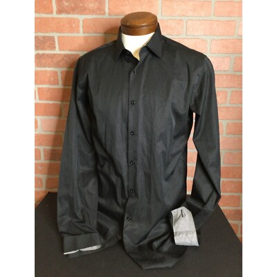 Vitarelli Mens Slim Fit Button-Up Dress Shirt Long Sleeves Black Size 16 | eBay Vitarelli Mens Slim Fit Button-Up Dress Shirt Long Sleeves Black Size 16 | eBay