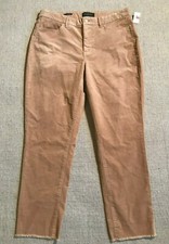 Talbots Women  s Pant 10 Brown Corduroy Lightweight Raw Hem Slim Ankle Curvy 2836