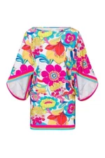 Trina Turk Fontaine Swim Cover up Tunic Dress Travel Beach Preppy Stretch Size L