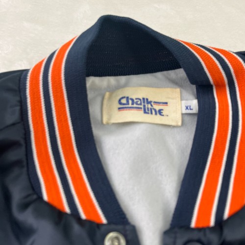 Giacca uomo Chicago Bears linea gesso XL blu scuro raso bomber NFL vintage - Foto 4 di 9