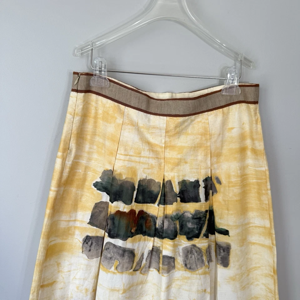 Philosophy Di Alberta Ferretti Falda Línea A Bolsillos EE. UU. 8 Amarillo Estampado Plisado Foto 4 de 4