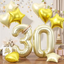 3 PACK Champagne Gold 30 Balloons, Light Gold 30 Balloons, 40inch Number 30