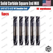 5PCS 4 Flute 1/4"x 1/2" x 2-1/2" Solid Carbide End Mill Double End AlTiN Coated
