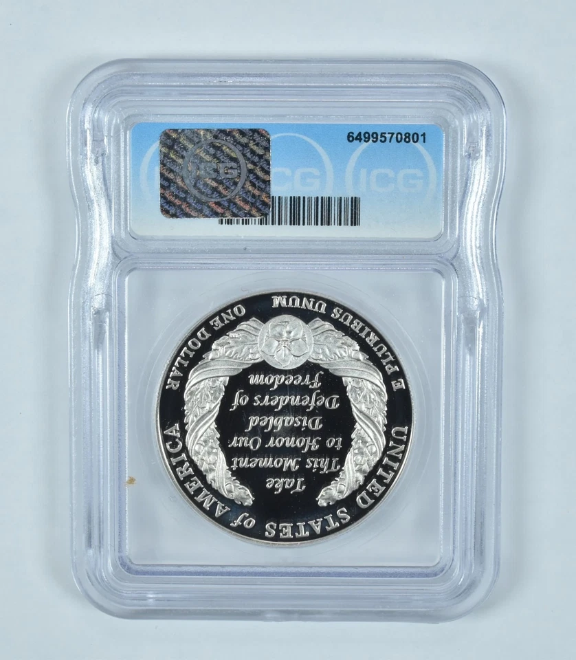 2010-W Disabled Veterans Commemorative Silver Dollar PR70 DCAM ICG *3000 - Image 2 of 4