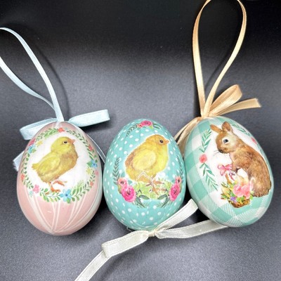Ashland Brand Vintage Style Easter Egg Ornaments Set of 3 (2 -Hanging option)