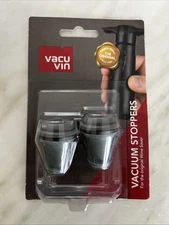 Genuine Vacu Vin Vacuum Wine Bottle Stoppers 2-Pack NEW