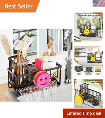 Sponge Holder for Kitchen Sink,Smiley Face Sink Caddy with Removable Brush Ho...