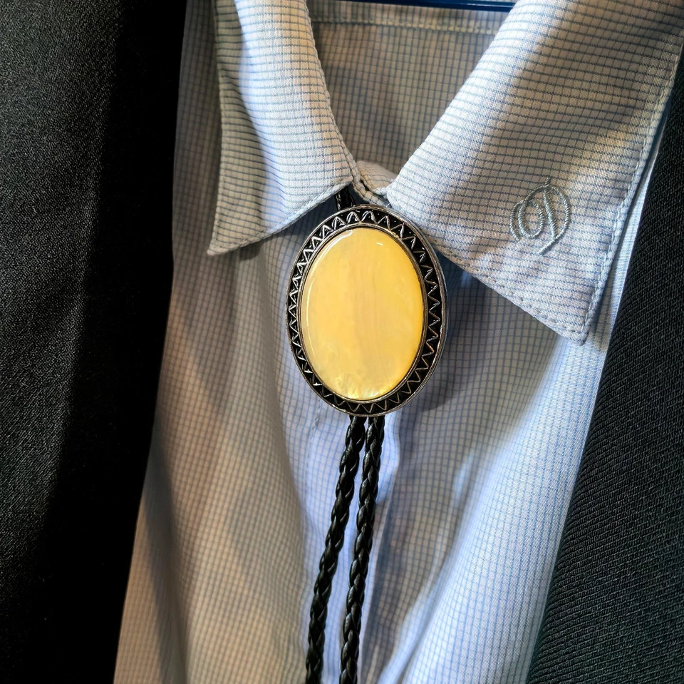 Madreperla Para Hombres Bola Vintage Bolo Corbata Boda Collar Vaquero Occidental Regalo Foto 3 de 4