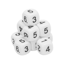 White 20PCS 6 Sided Number Dice Plastic 16mm Round Corner Polyhedral Dice Se NY
