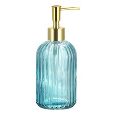 13.5Oz Glass Dish Hand Soap Dispenser with Pump for Bathroom, Blue