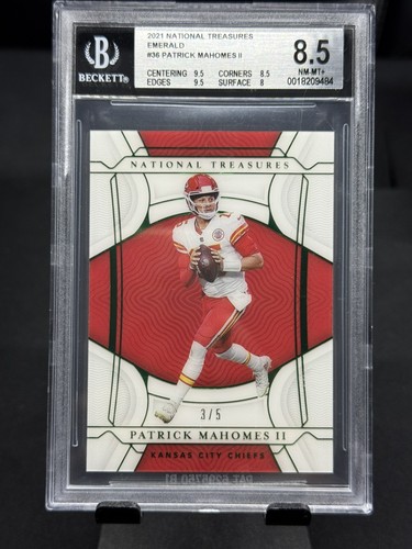 2021 National Treasures Emerald /5 Patrick Mahomes BGS 8.5 PSA Crossover? 