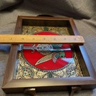 Reverse Glass Painting Floral And Birds On Serving Tray — photo 5