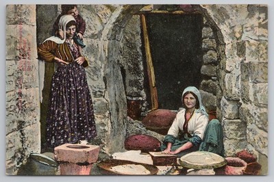 Jerusalem Frauen backen Brot traditioneller Ofen Bäckerei Heiliges Land Postkarte