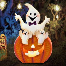 Halloween Decorations, Ghost and Pumpkin Halloween Decor, Large Ghost and Orange