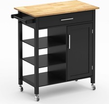 Carrito de cocina con ruedas sogesfurniture, isla móvil con negro