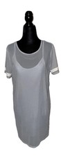 Forever 21 Gray Mesh Overlay Mini Medium T-Shirt Short Sleeve Dress